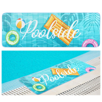 Jenaai poolside non-slip mat in blue with sunny design enhances safety and style.