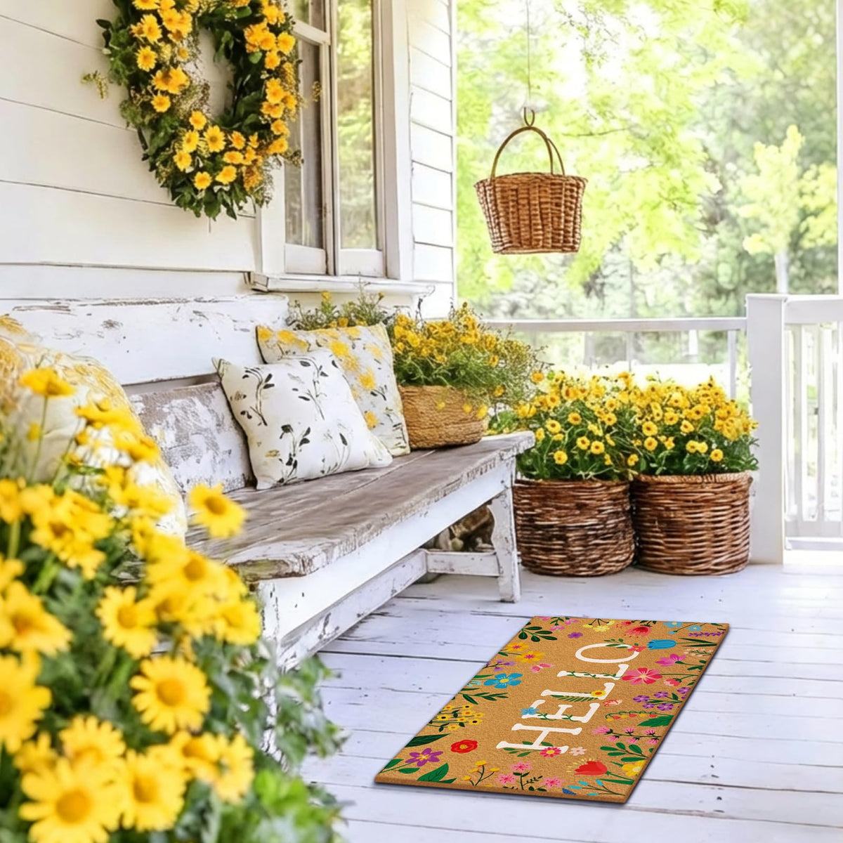 Jenaai Spring Doormat Brown Color complements earthy entryways.