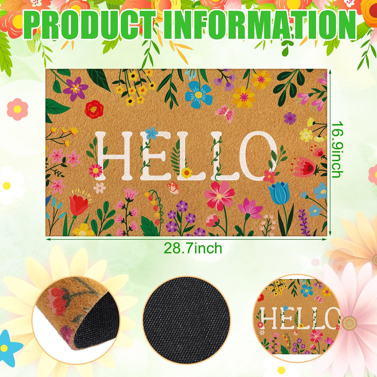 Jenaai Spring Coir Doormat Outdoor Entrance enhances porch aesthetics and entryway appeal.