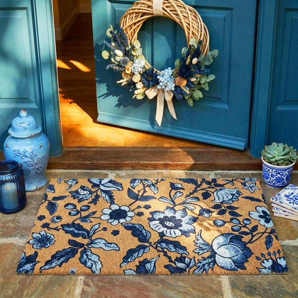 Jenaai Summer Mat front door with floral design for welcoming entry