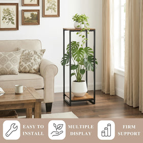 JEPRECO two-tier shelf elevates greenery on a corner balcony display.