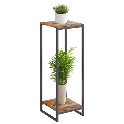 JEPRECO 34-inch tall plant stand shows a sleek two-tier design for indoor spaces.