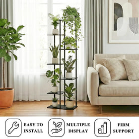 JEPRECO 7-tier shelf in living room elevating plants and decor