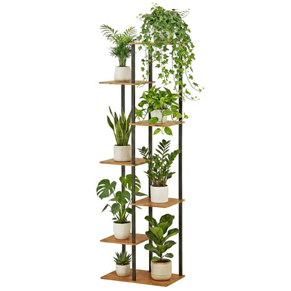 JEPRECO 7-tier plant stand front view with eight pots for indoor greenery