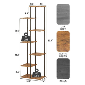JEPRECO 7-tier plant stand rustic brown finish side view emphasizing sturdy metal frame