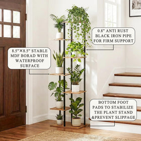 JEPRECO 8-potted arrangement on the stand showcases corner space optimization for living rooms