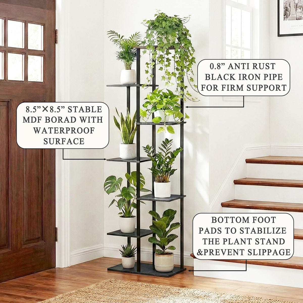 JEPRECO plant stand with metal-wood construction for durability
