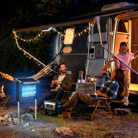 Cordless design supports camping and portable outdoor use