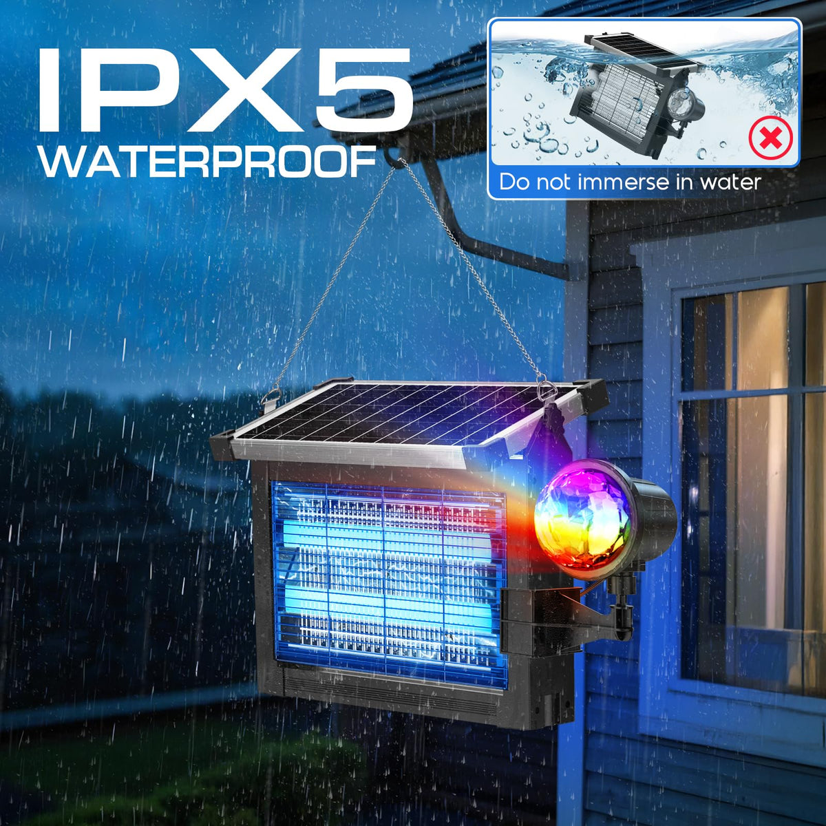IPX5 waterproof housing for rain-ready outdoor use