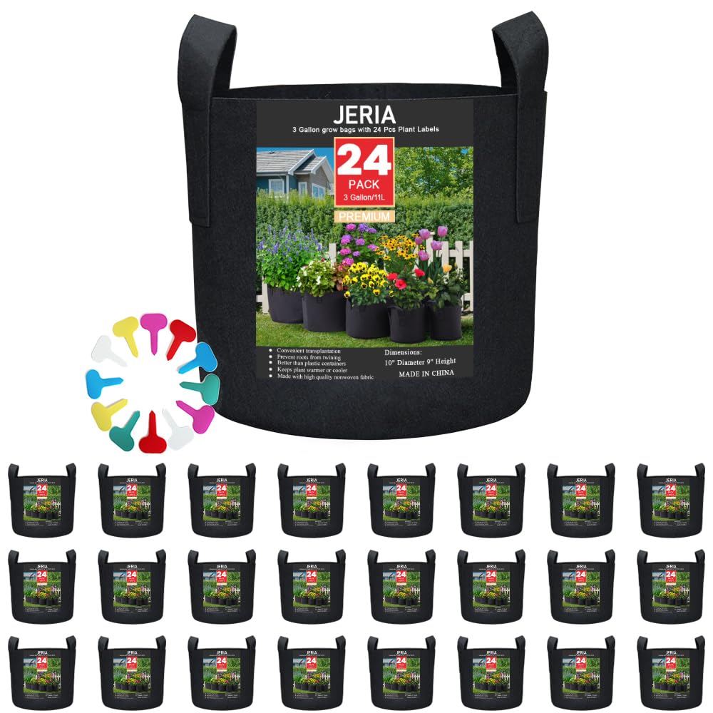 JERIA 24-pack 3-gallon grow bags ready for versatile planting