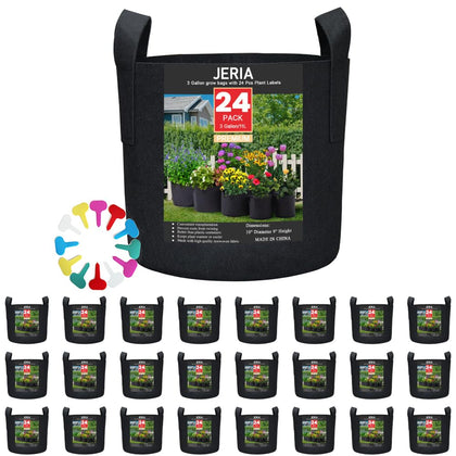 JERIA 24-pack 3-gallon grow bags ready for versatile planting