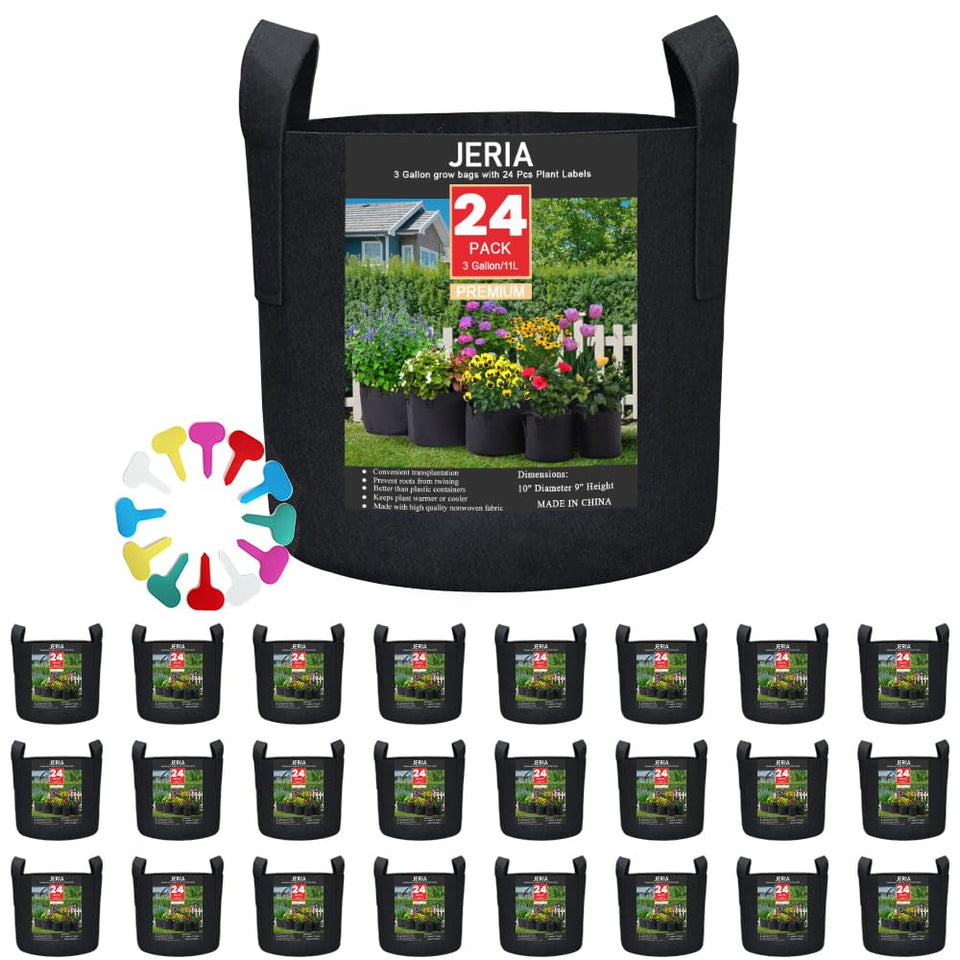 JERIA 24-pack 3-gallon grow bags ready for versatile planting