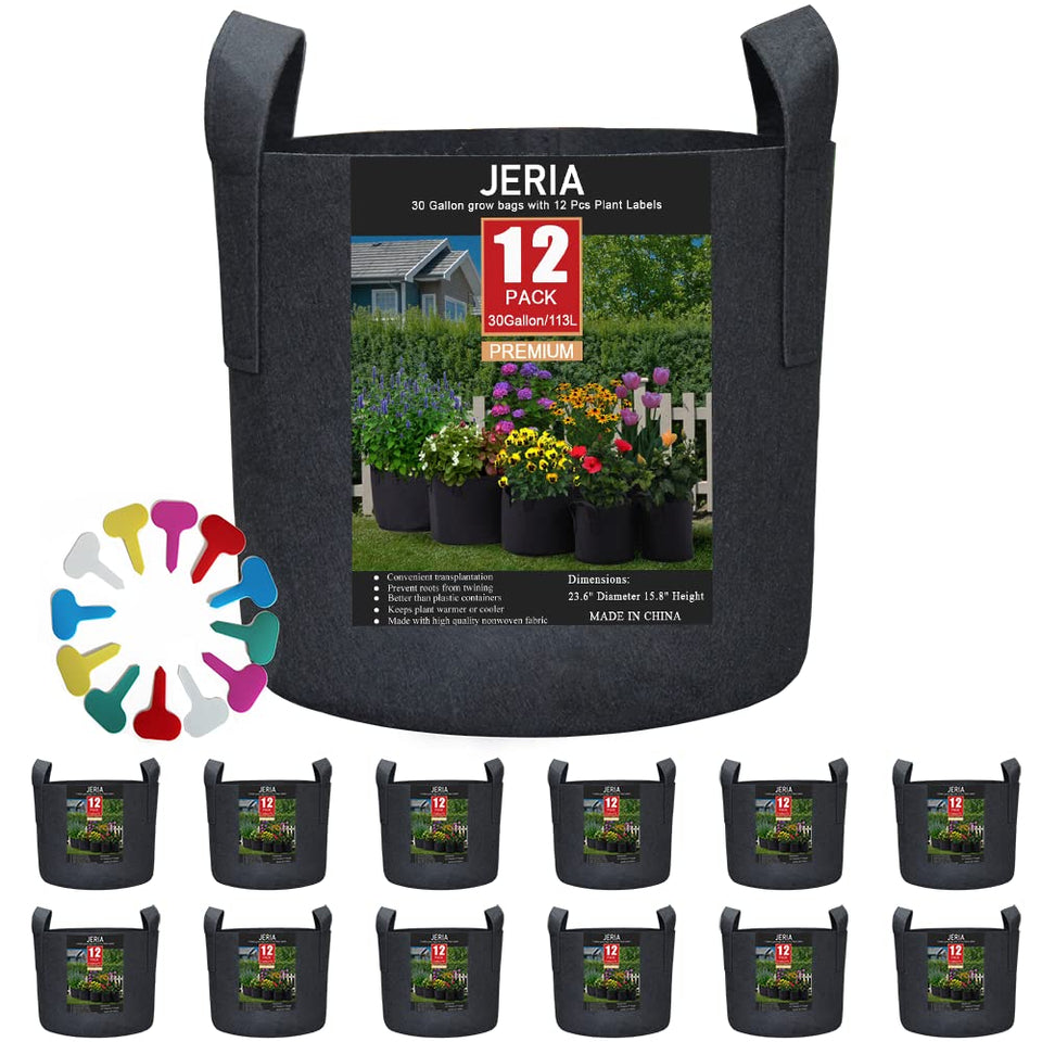 JERIA 30-gallon grow bag set enhances root airflow for healthier plants.