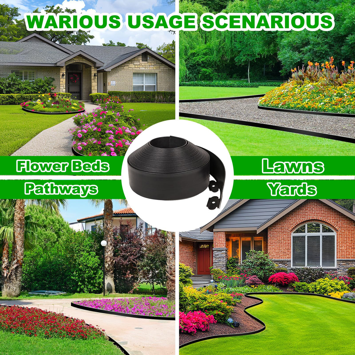 JERIA yard edging border creates clean lines around plants and walkways.