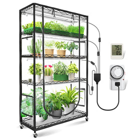 JESLED indoor greenhouse overall setup for seed starting and microgreens