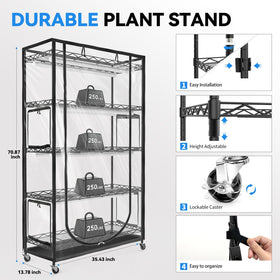 JESLED sturdy metal plant stand supports large plants up to 300 lb