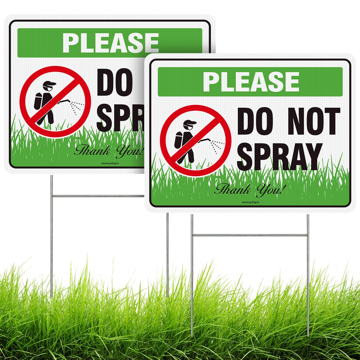 JesmaySigns outdoor 12x9 do not spray sign, highly visible for lawns.