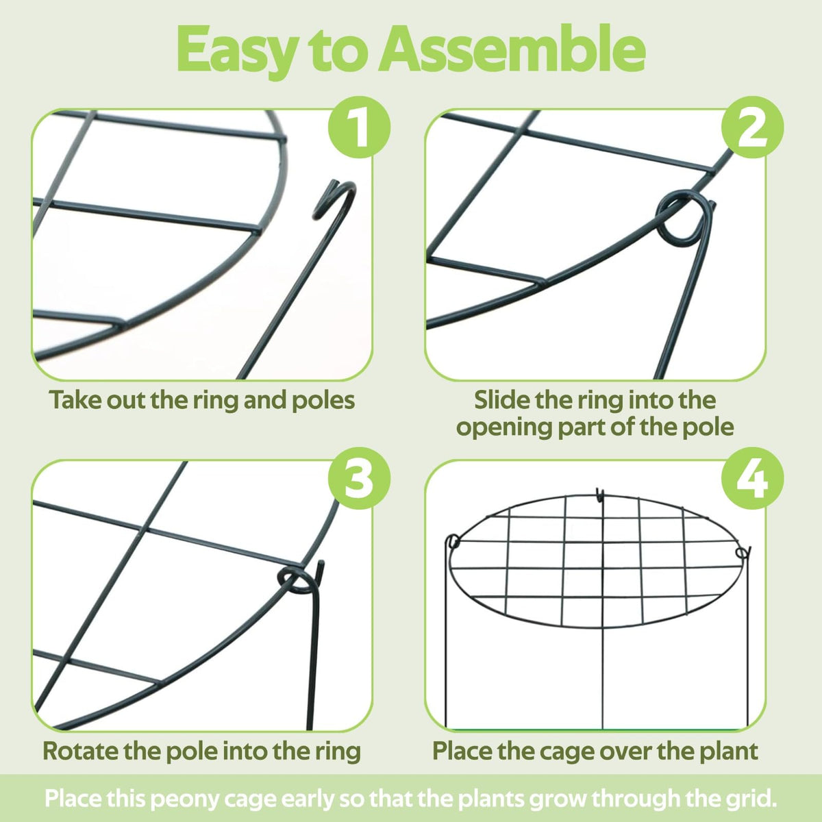 Jesosia 8-pack garden cage set for multi-plant support in beds