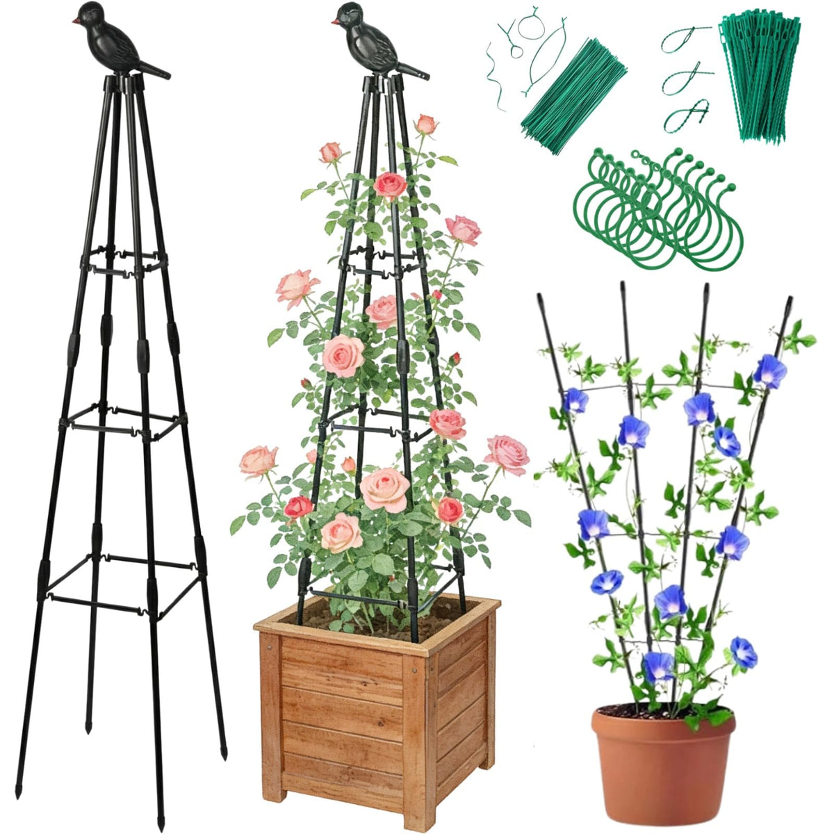 Jesosia Garden Trellis assembly in seconds providing climbing plant support.