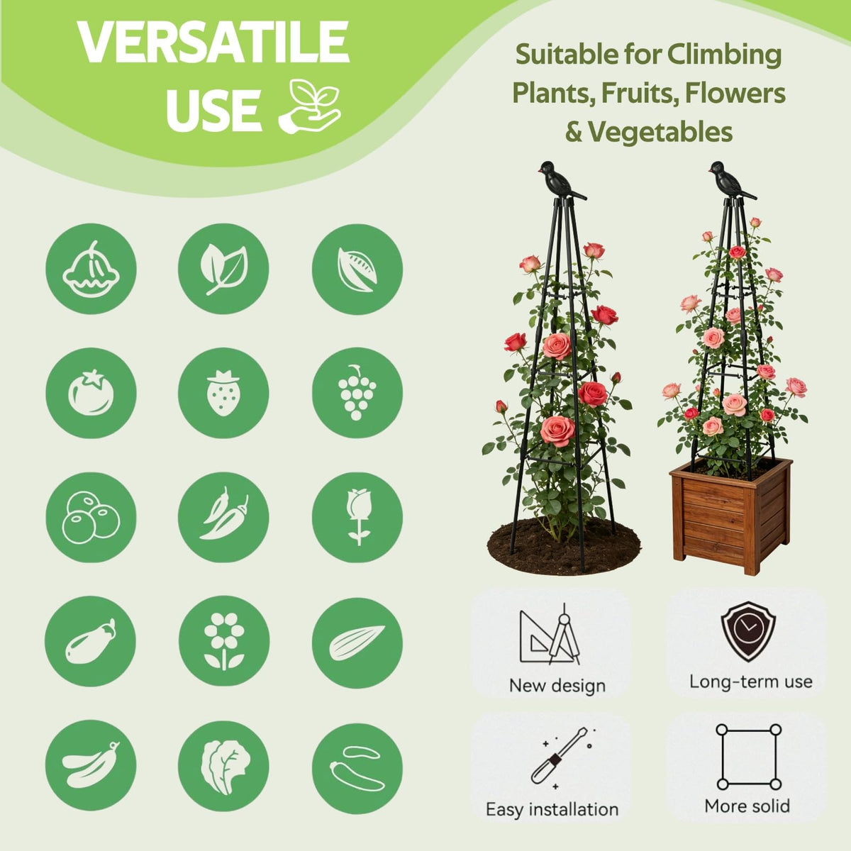 Jesosia Garden Trellis lightweight yet sturdy vertical support for vines.