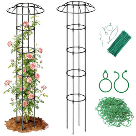 Jesosia garden trellis with mushroom top provides decorative vertical support for climbing plants.