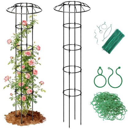 Jesosia garden trellis with mushroom top provides decorative vertical support for climbing plants.