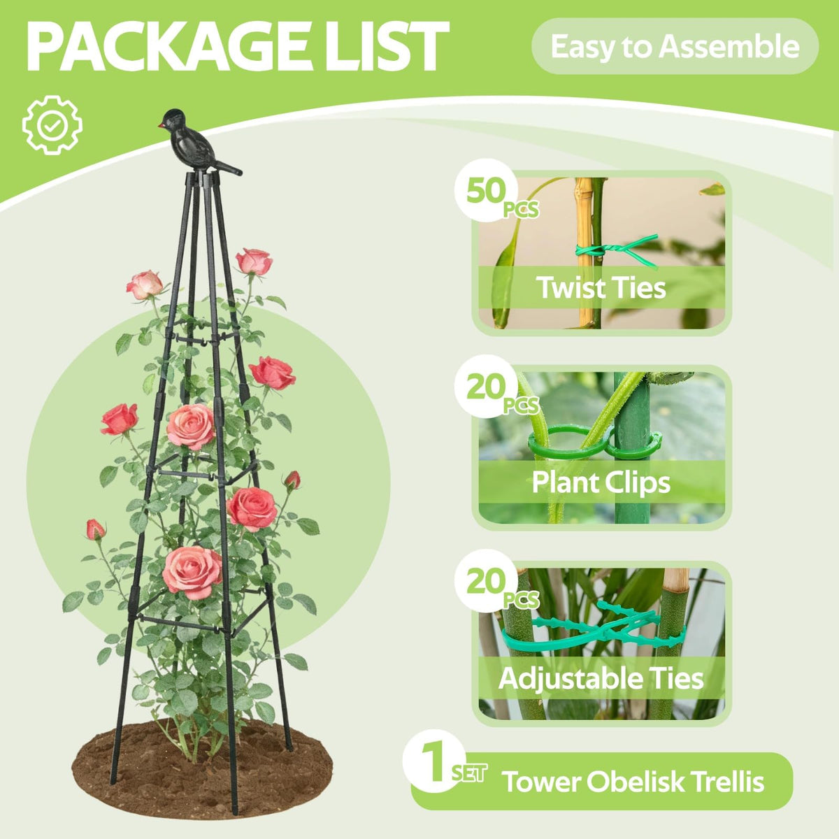 Jesosia Garden Trellis vertical support ideal for tomatoes, cucumbers, and ivy.