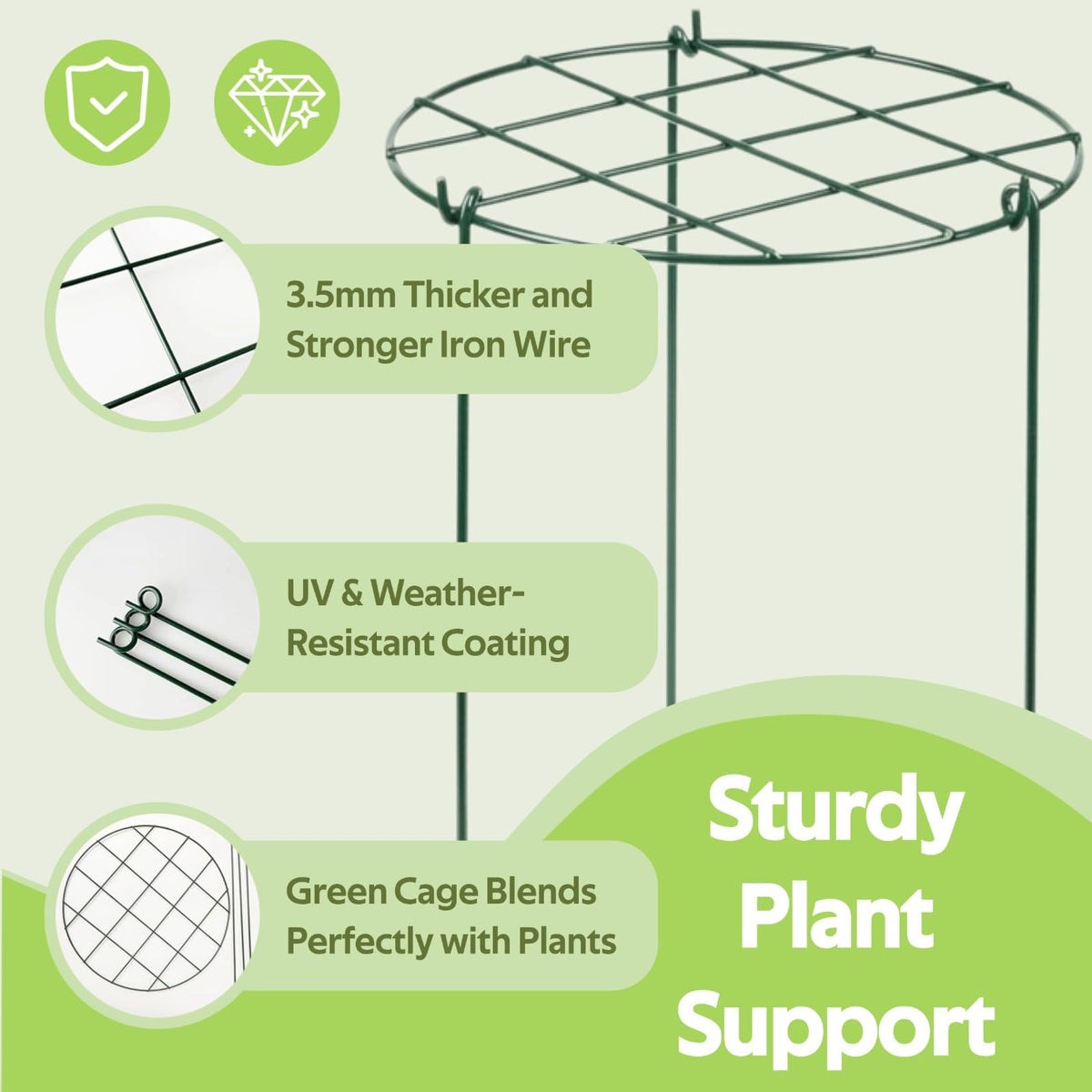 Jesosia ground stake adds stable soil insertion for sturdy garden cages