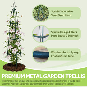 Jesosia rustproof powder-coated steel trellis withstands outdoor weather.