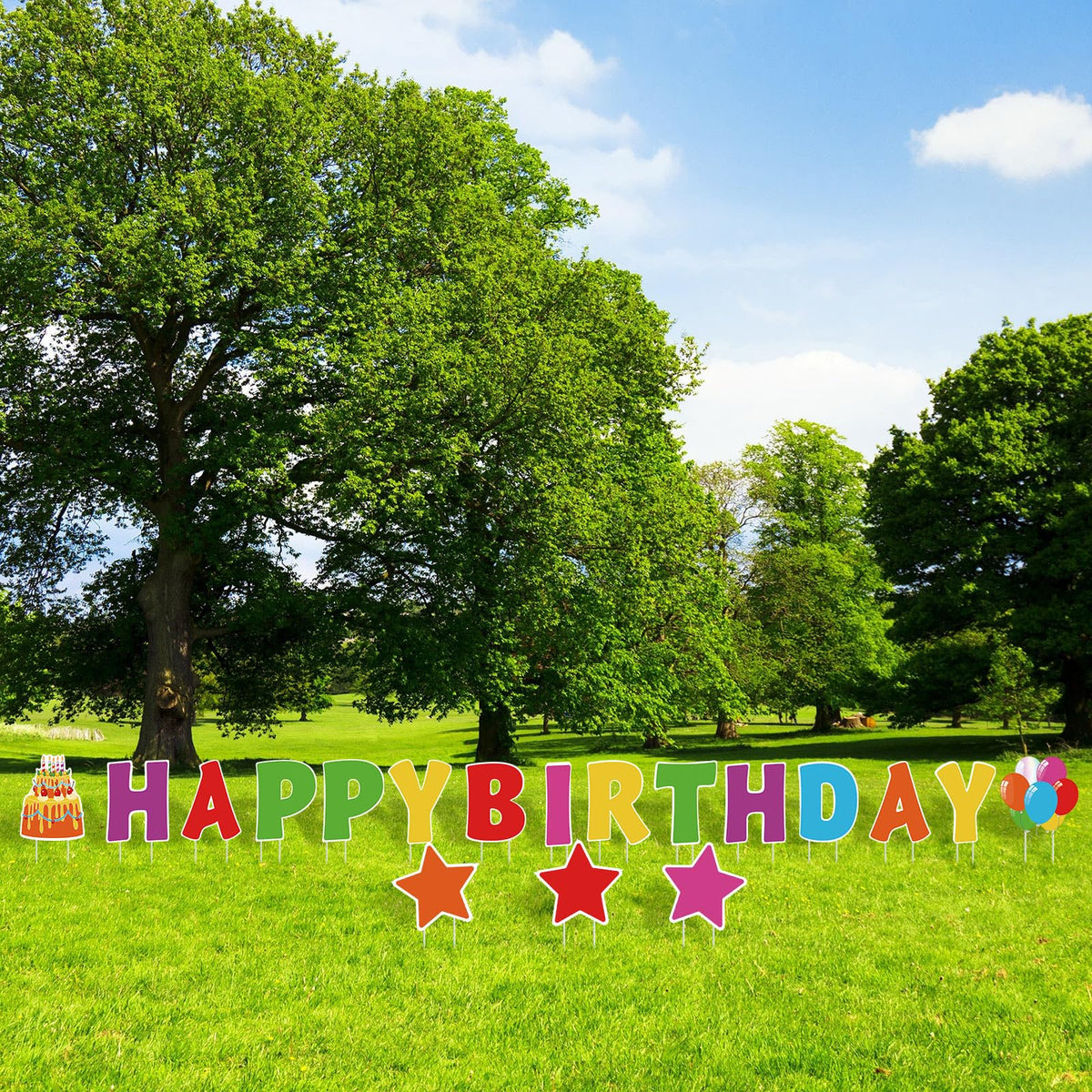 Jetec 14-inch balloon sign and 12-inch cake sign brighten any yard