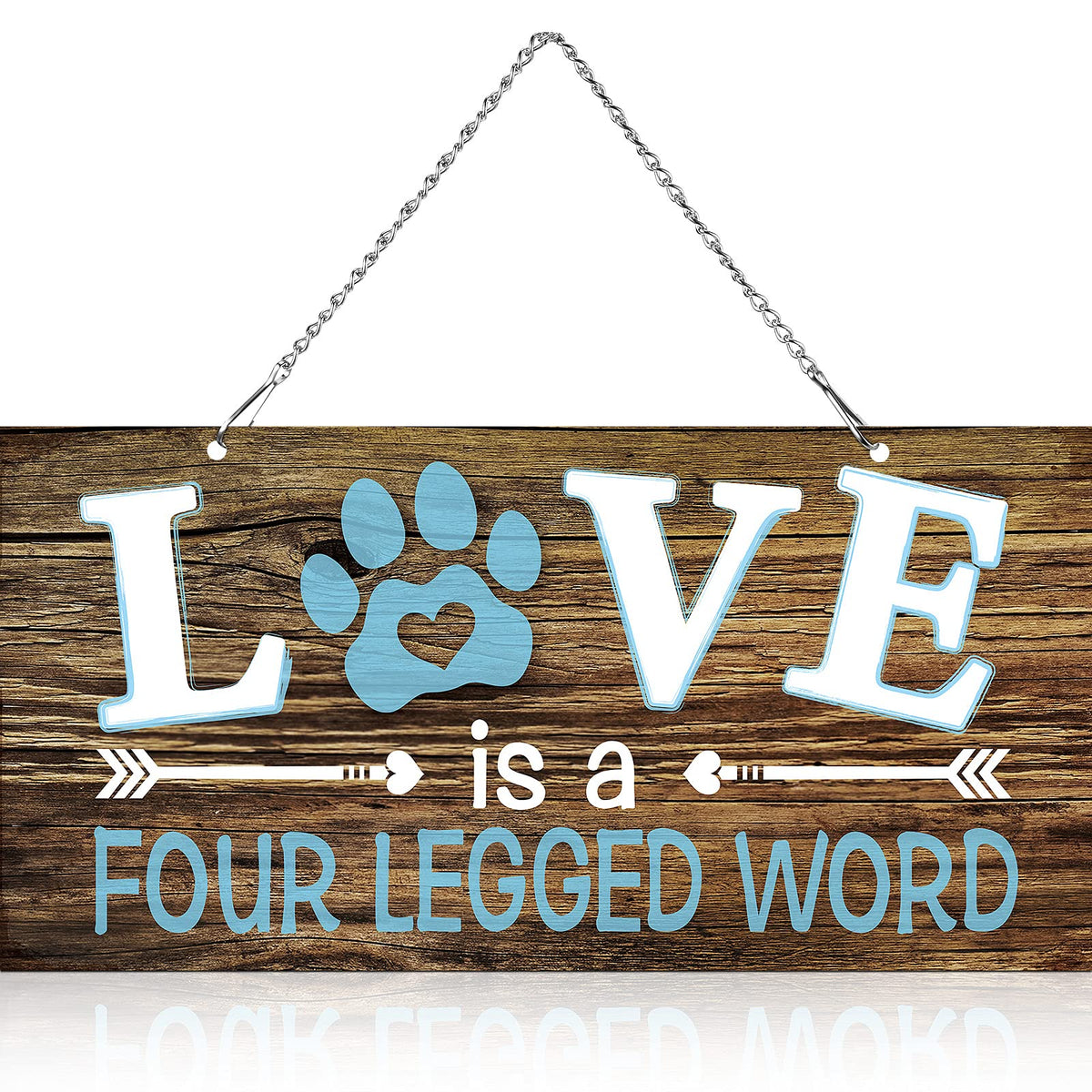 Jetec Love Is a Four Legged Word dog wall decor metal sign brightens living spaces.