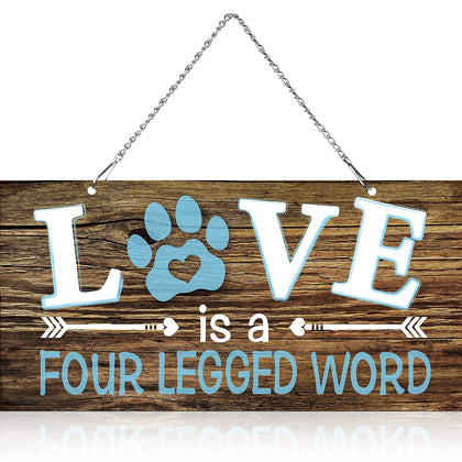 Jetec Love Is a Four Legged Word dog wall decor metal sign brightens living spaces.