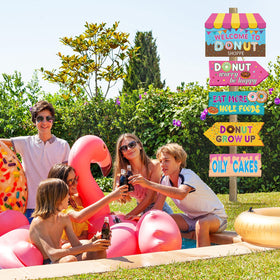 Jetec whimsical donut signs suit patios and entryways beautifully.
