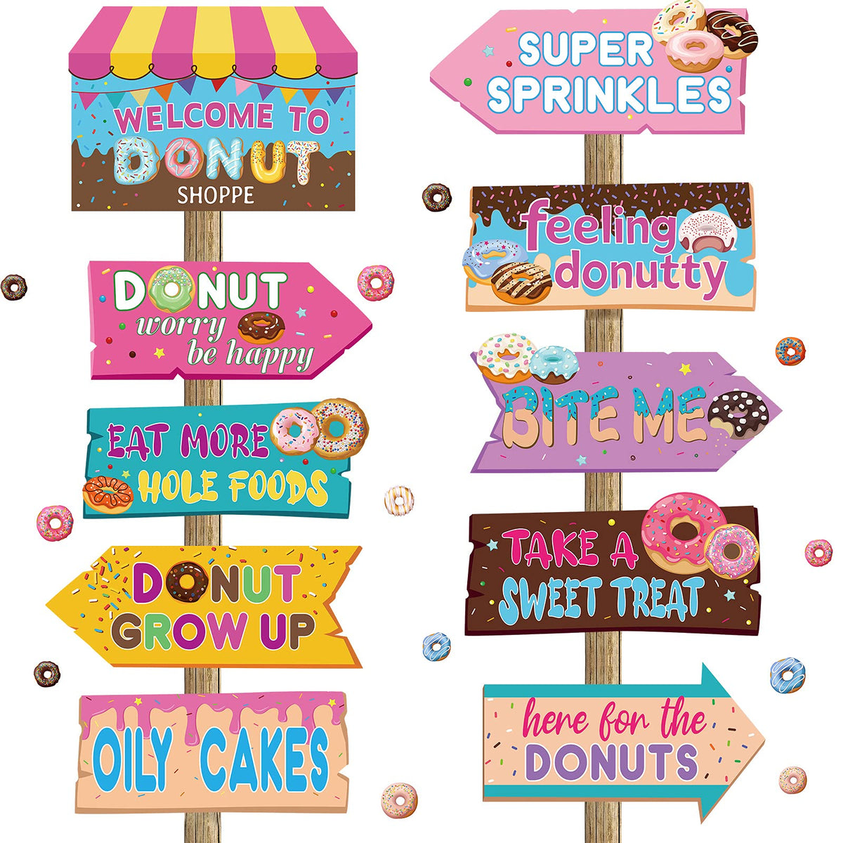 Jetec donut sign welcome yard display enhances outdoor party curb appeal.