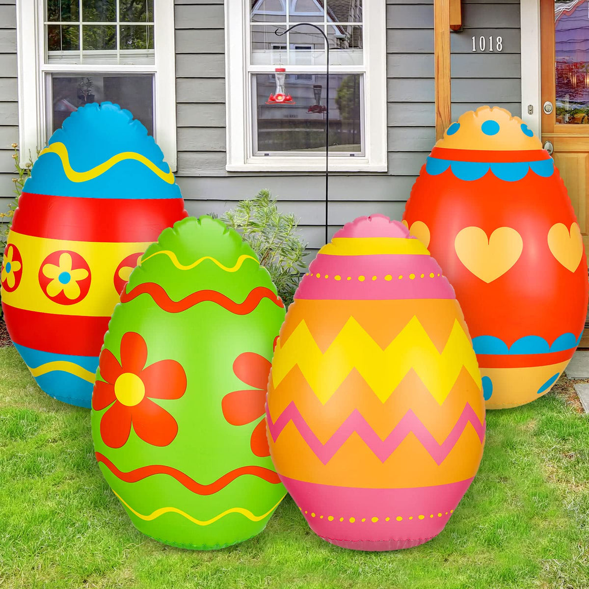 Jetec 4-pack Easter eggs, 60cm giant yard decor for outdoor display.