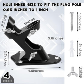 Jetec bracket with stainless steel screws supports 1 inch flag poles