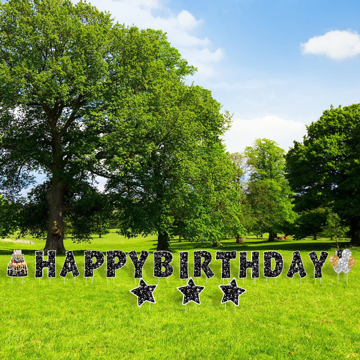 Jetec glitter birthday signs add sparkle while marking the occasion.
