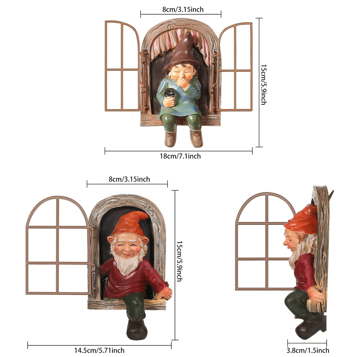 Jetec gnome sitting on window creates a cozy window-sill feature.