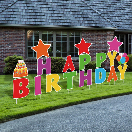 Jetec Happy Birthday letters sign 16in height enhances outdoor party visibility and festive appeal