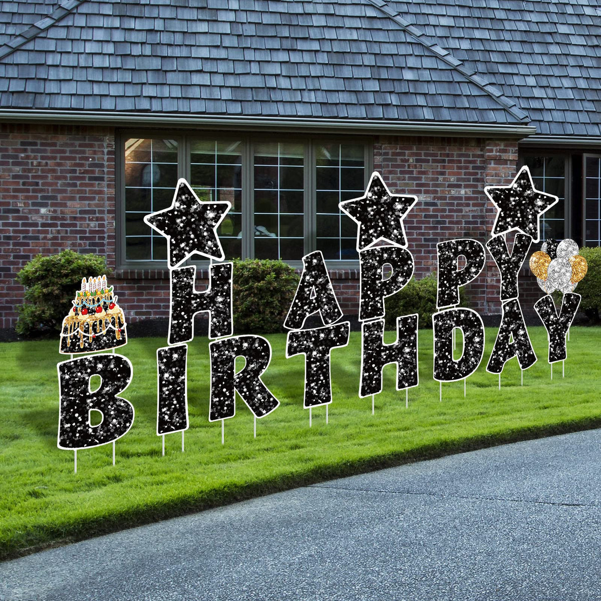 Jetec Happy Birthday yard signs letters for outdoor decor and party visibility.