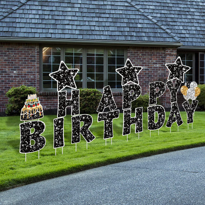 Jetec Happy Birthday yard signs letters for outdoor decor and party visibility.