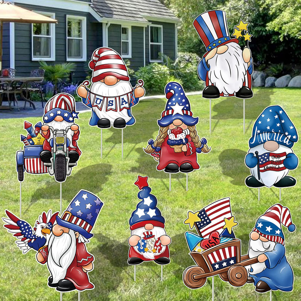 Jetec independence day gnome yard sign with bright colors for outdoor display