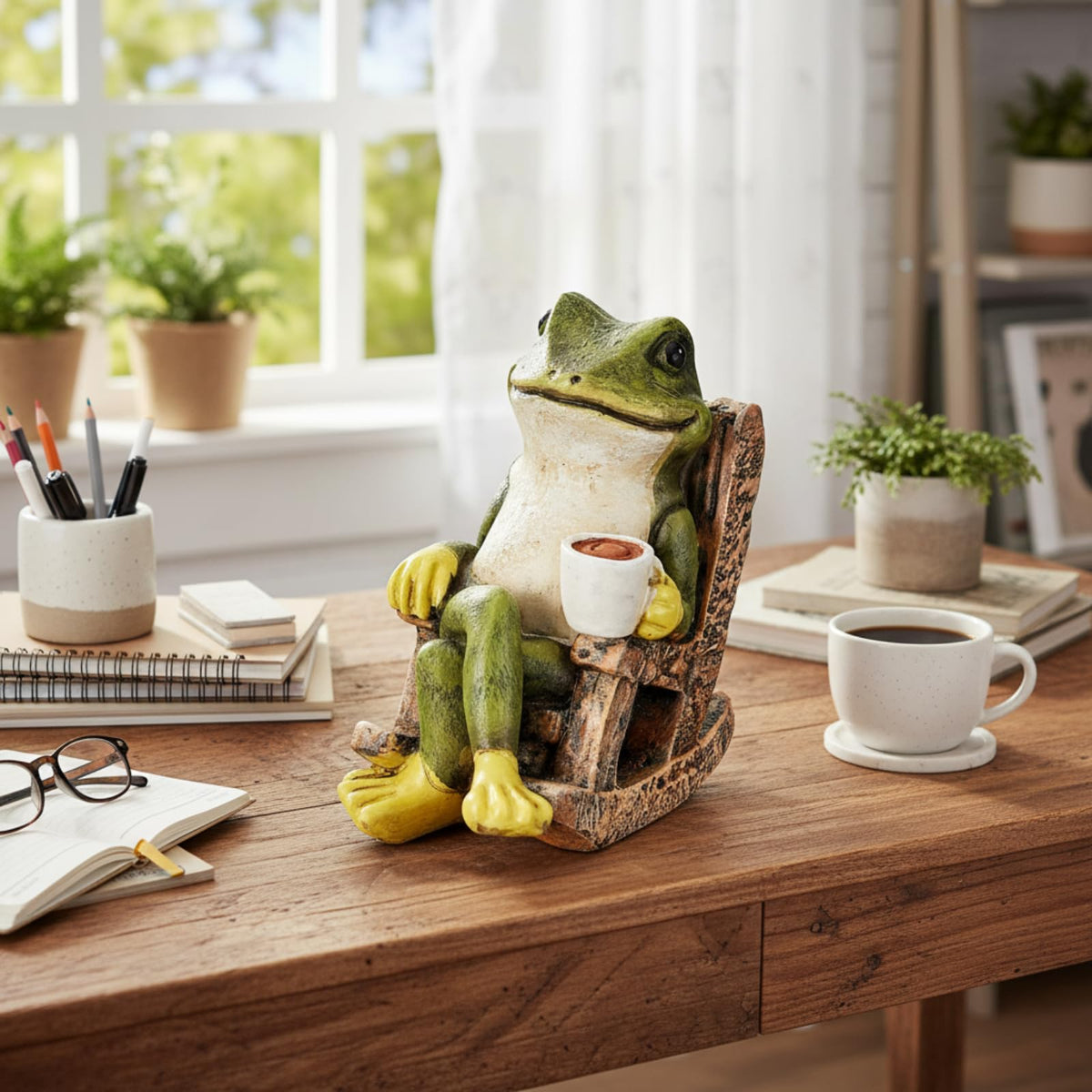 Jetec miniature green frog statue detail showcases fine craftsmanship in green glaze.