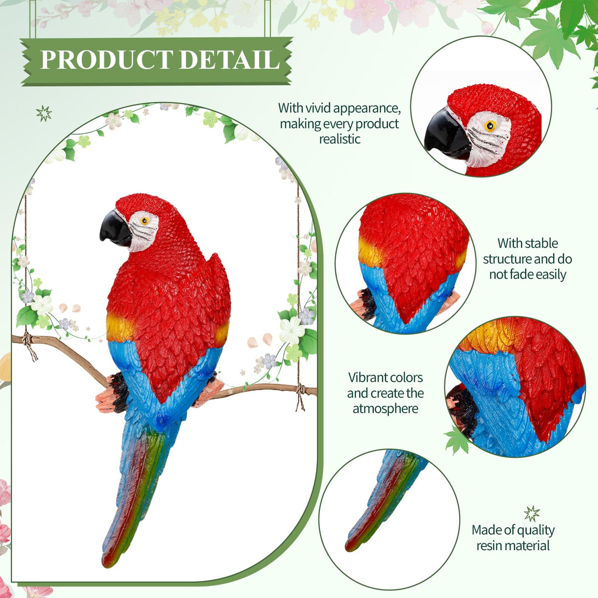 Jetec parrot blue texture detail highlights realism