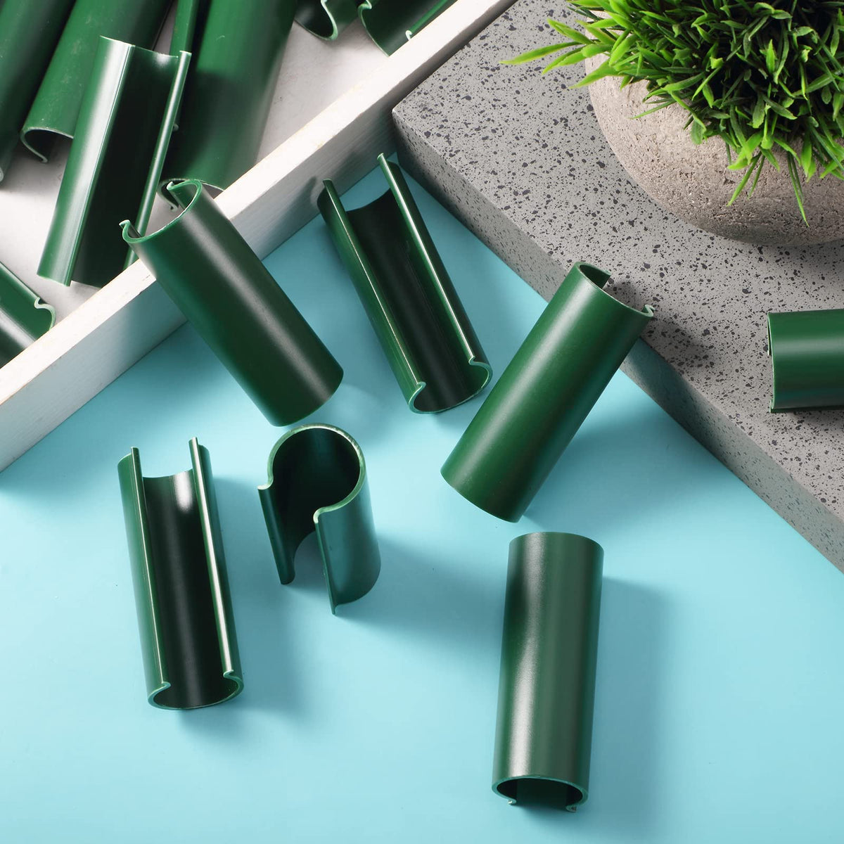 Jetec PVC pipe clips protect bird nets and shields, quick fix for lightweight garden barriers.