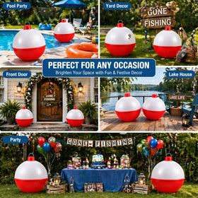 Jetec red and white bobber balloons hanging decor for outdoor events.