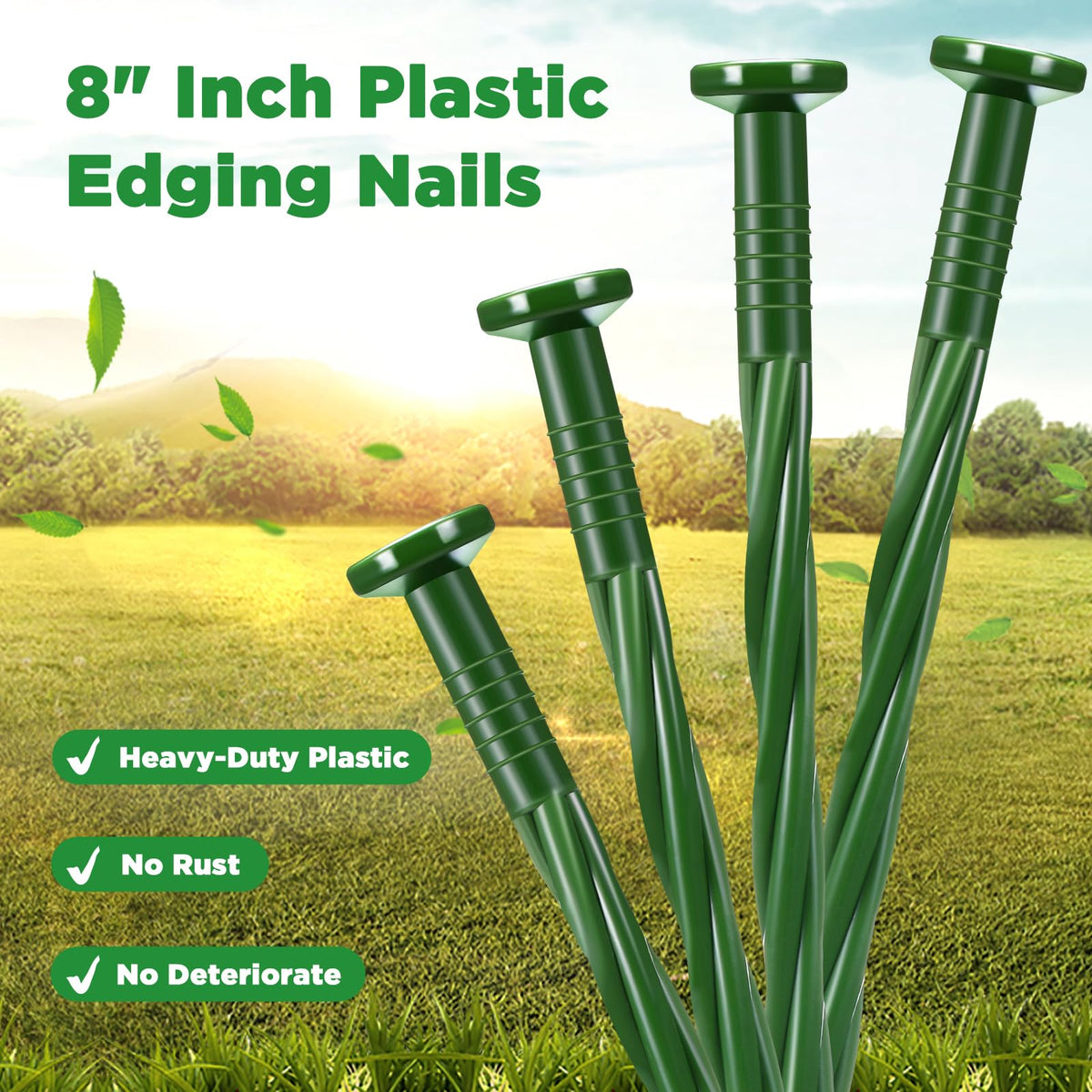 Jetec spiral nylon nail stake stabilizes artificial turf edges.