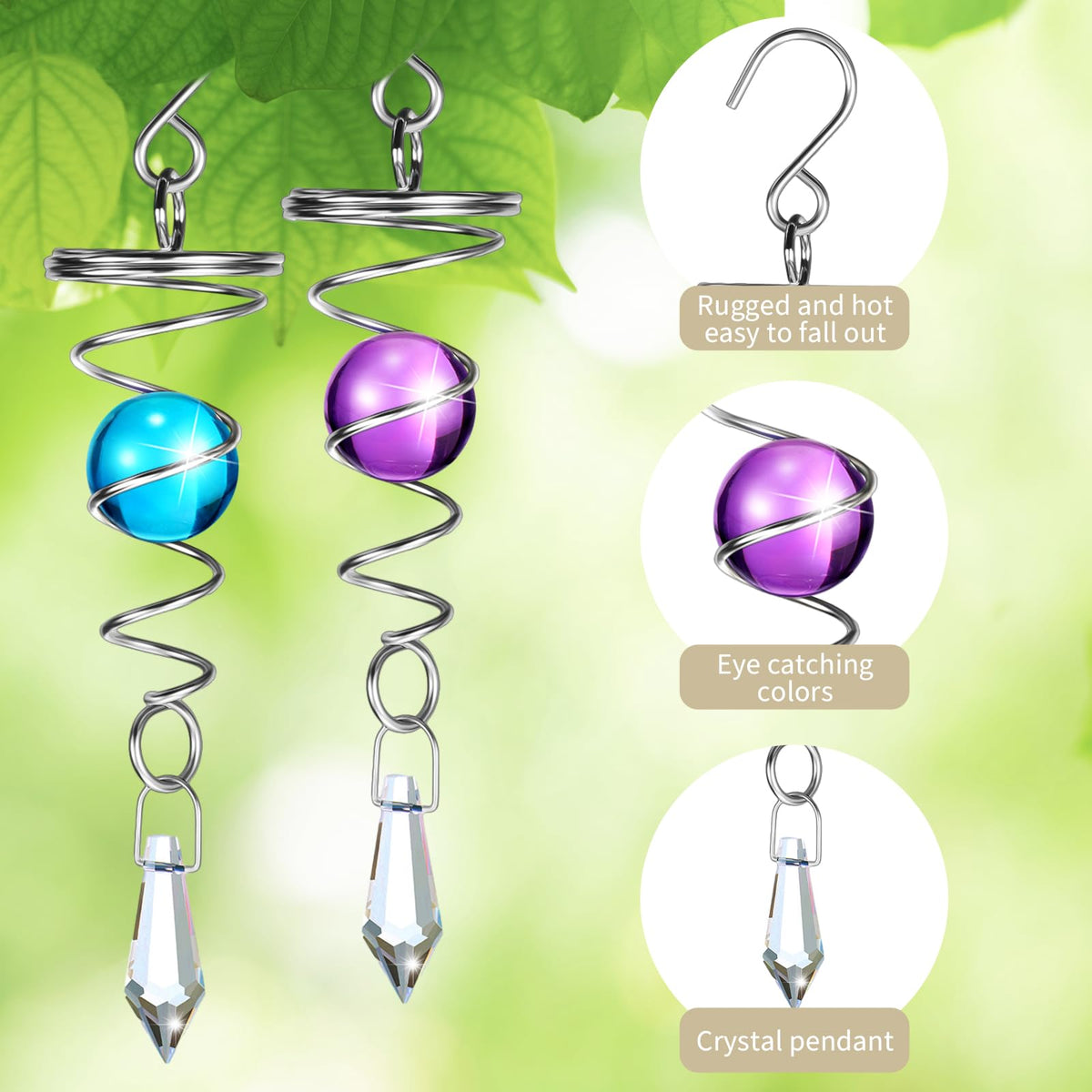 Jetec stainless steel wind spinner rotates smoothly for calming outdoor ambiance.