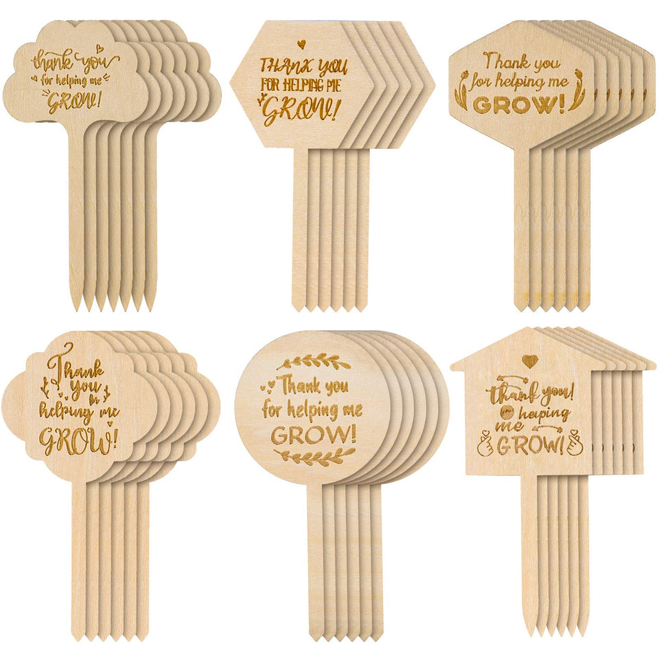 Jetec wooden stakes with a thank-you message to label seedlings and gifts.
