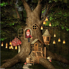 Jetec tree hugger gnome on tree fence adds whimsy to outdoor decor.
